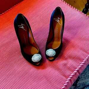 Black embellished stilettos.